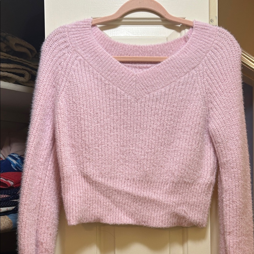 Cozy Pink V-Neck Sweater